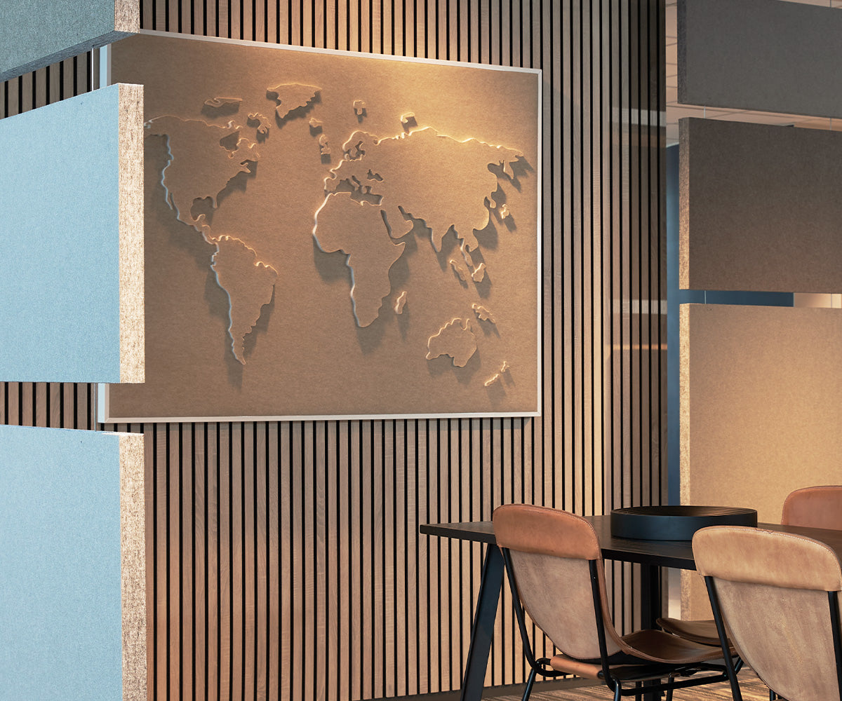Lydabsorberende Kunst Verdenskart | Tell-Us EcoSUND®