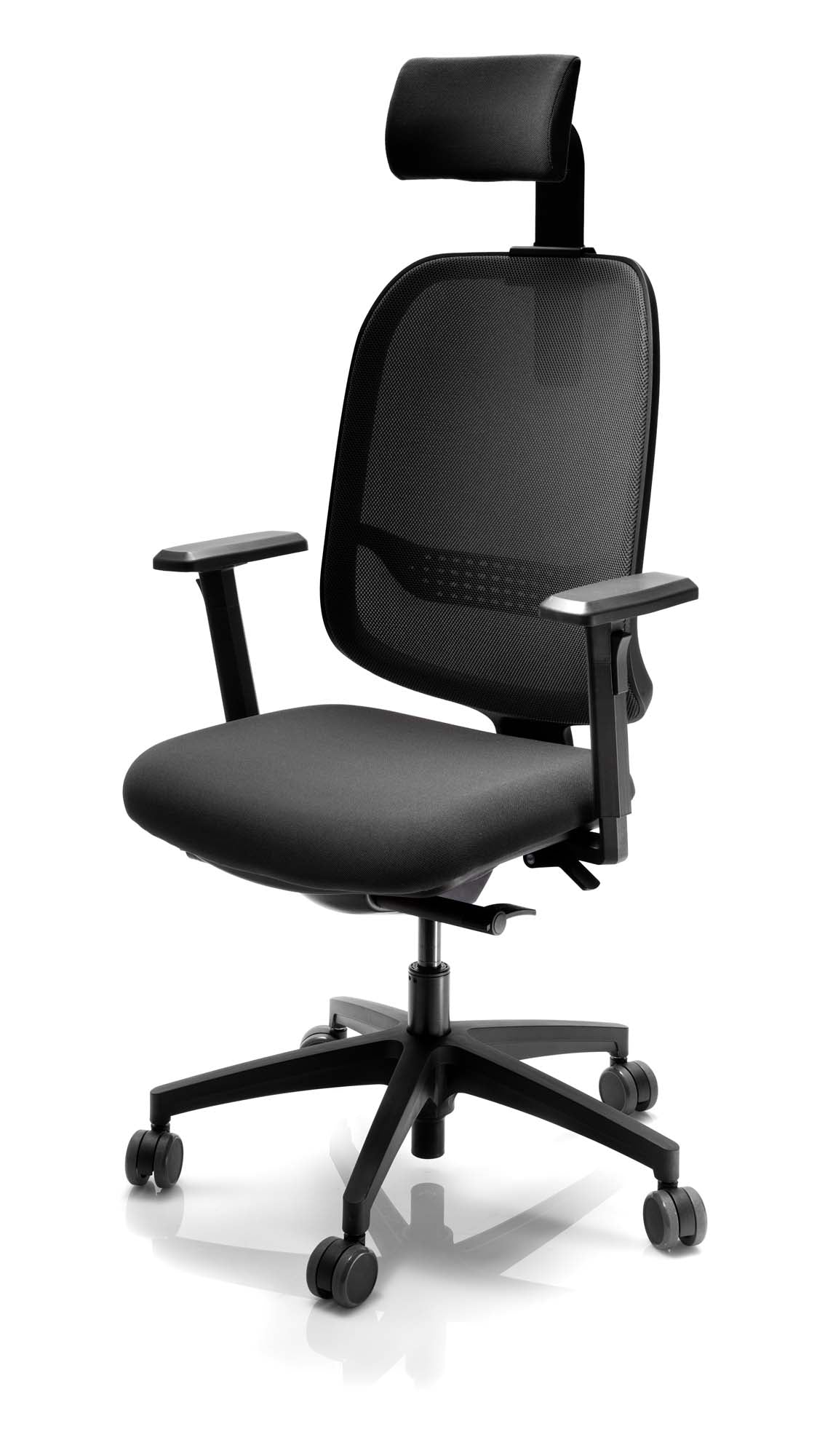 Kontorstol Officeline Mesh Med Arm & Nakkestøtte - Svart