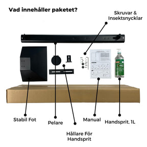 Hygienestativ Sort Med Fotpedal + 1 Liter Håndsprit