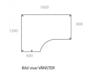 Fristående Bord 1200 x 1600 x 800 x 600 mm | Höger - Wulff Beltton