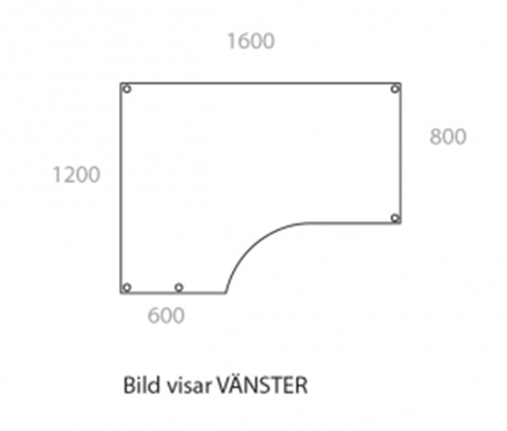 Fristående Bord 1200 x 1600 x 800 x 600 mm | Vänster - Wulff Beltton