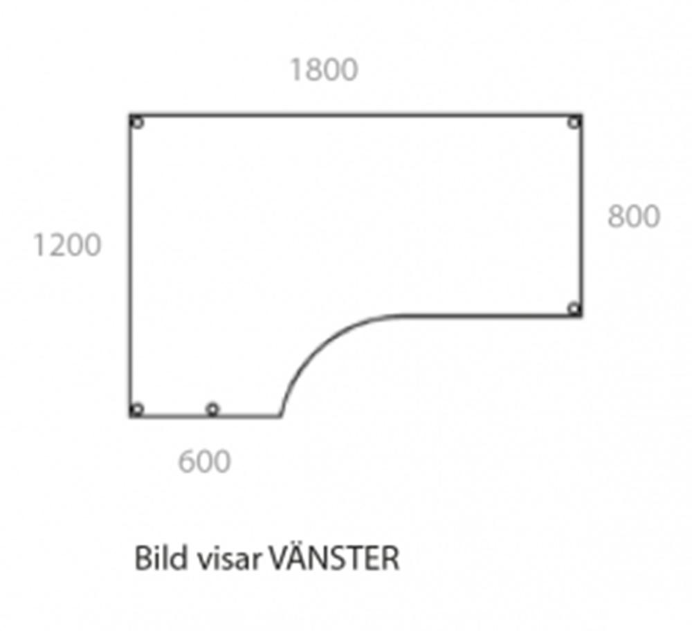 Fristående Bord - 1200 x 1800 x 800 x 600 mm | Vänster - Wulff Beltton