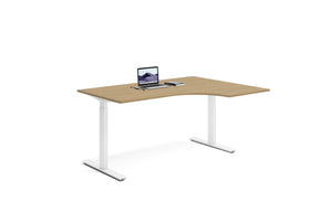 Ergonomiskt höj- och sänkbart skrivbord perfekt för hörnutrymmen för höger hörn.